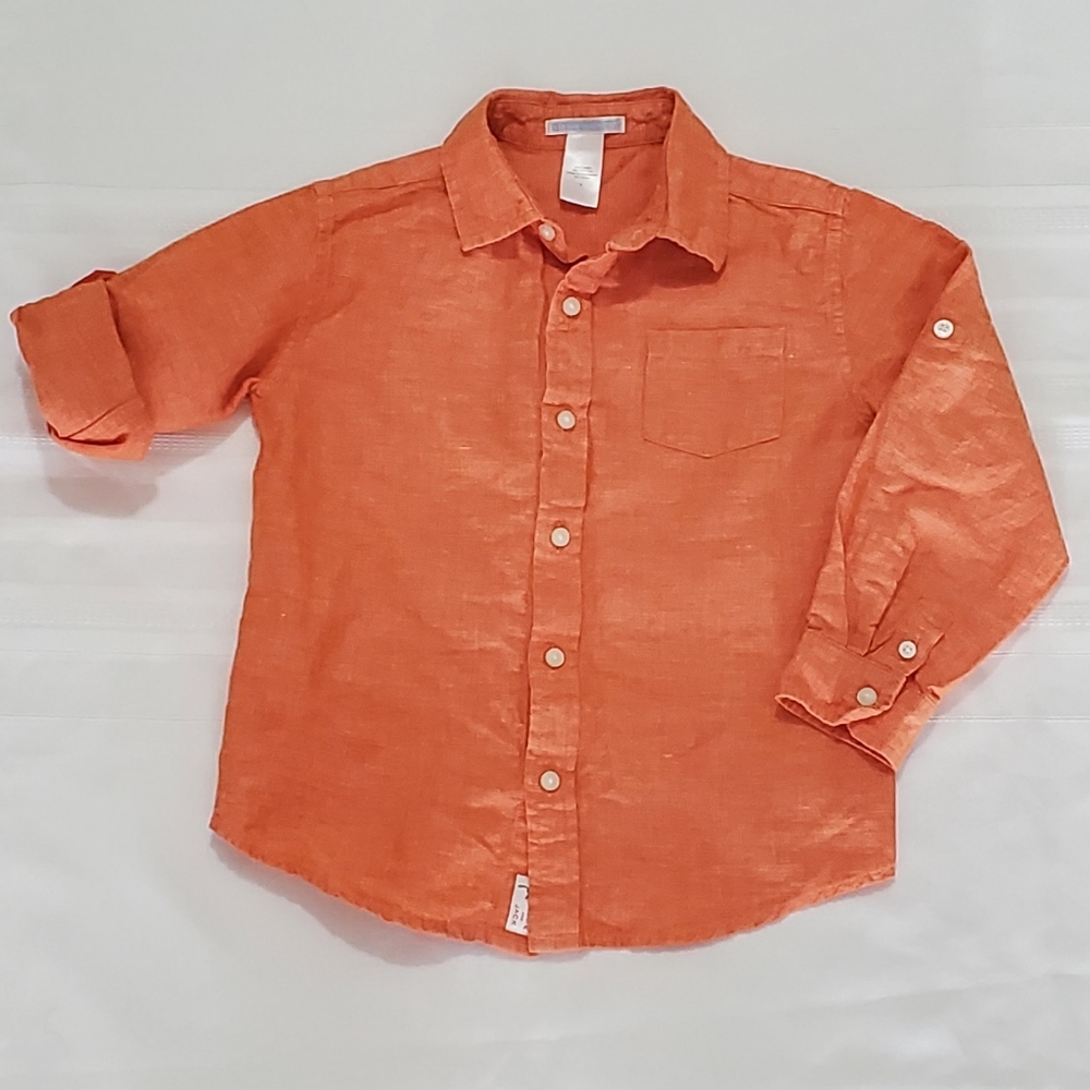 Janie and Jack Boys Orange Button Down Shirt